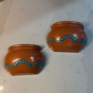 Home Interiors Terracotta and Teal Accent Vases